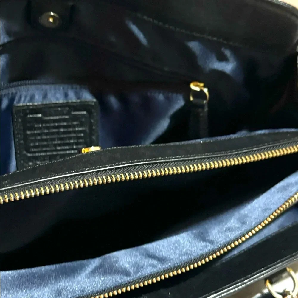 Coach black leather satchel handbag